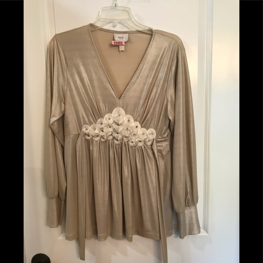 Shiny tie back blouse